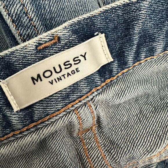 Moussy Vintage Denim Mv Farwell Straight Leg Jeans Cotton Blend Whiskering Fadin - Picture 12 of 14